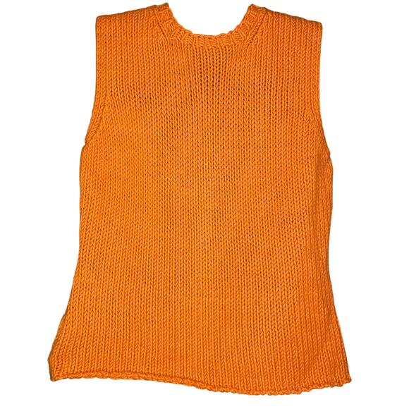 Ann Taylor LOFT Chunky Knit Sweater Vest Sz Lg Orange Wool Blend Rib Tank Top - Picture 1 of 11